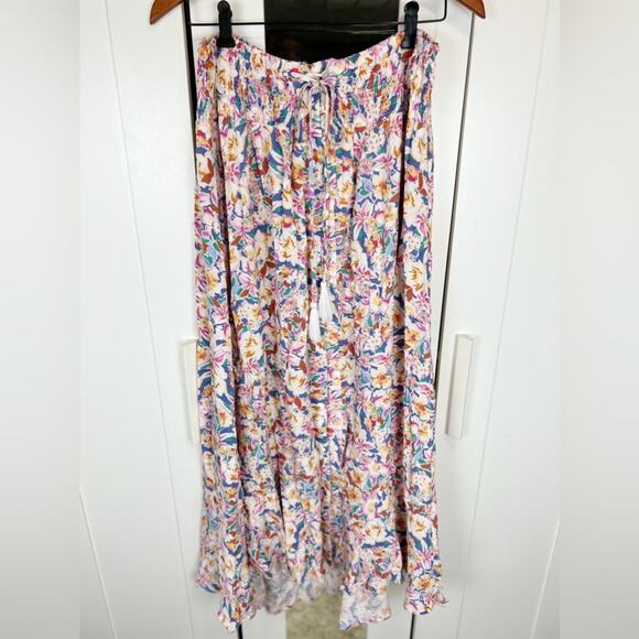 Cynthia Rowley Floral High‎ Waisted Long Button Down Skirt Size XL - Picture 4 of 11